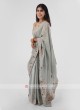 Sea Green Embroidered Shimmer Silk Saree